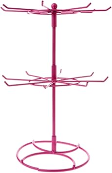 2 Tier Jewelry Display Holder,Retail Spinner Display Stand, Rotating Bracelet Storage Rack, Jewelry Display Stand for Sign Card Bracelet Necklace Keychain (Pink)