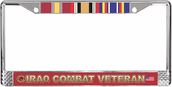 USMC Iraq Combat Veteran 3-Ribbon Stack License Plate Frame
