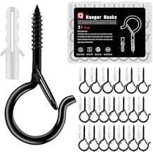 Black Screw Hooks with Safety Lock - 2.3" Rustproof Metal Ceiling Hooks for Hanging Plants, Baskets,String Lights & Outdoor Decor, 40LB Capacity (20 Pack,Includes Storage Case & Plastic Caps)