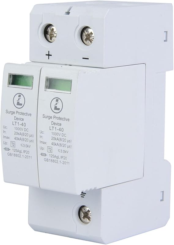 2P Surge Arrester Device, Protective Device DC Photovoltaic Protector Low-Voltage Arrester DC Protector Breaker for Home(2P40KA)