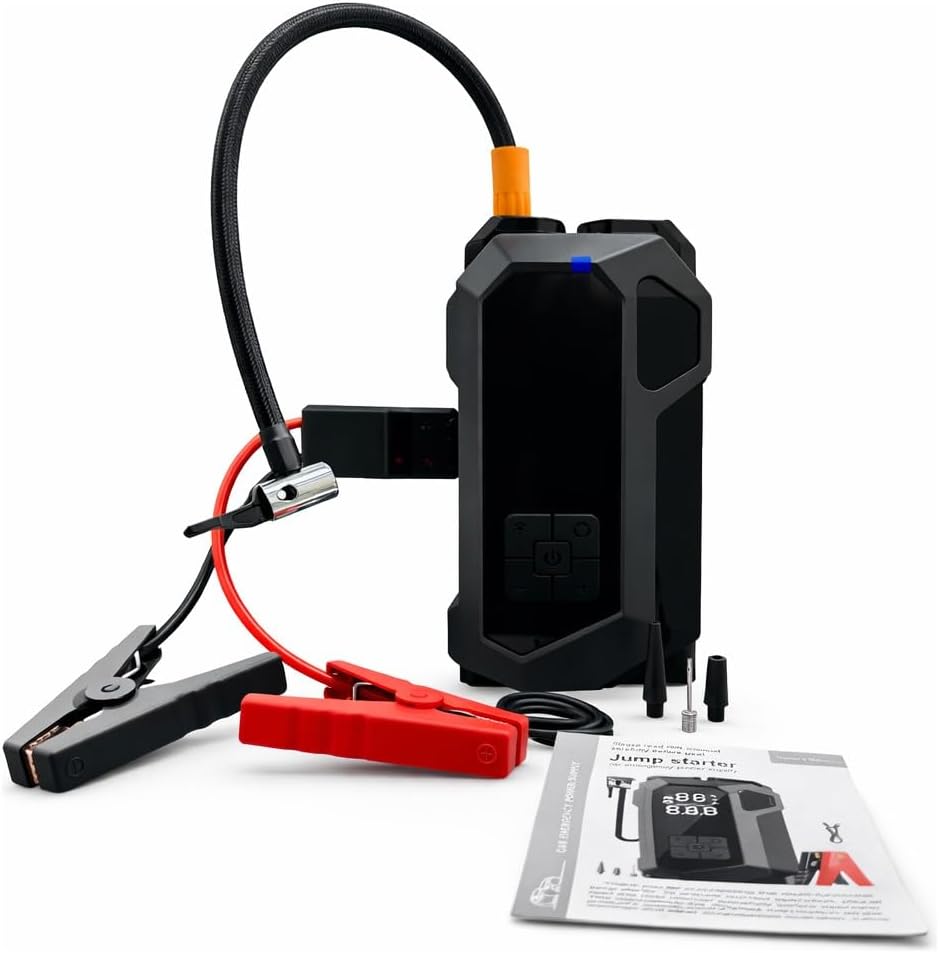 16000mAh Akıllı Akü Takviye Cihazı | Kompresörlü 4’ü 1 Arada Jump Starter Yeni Nesil
