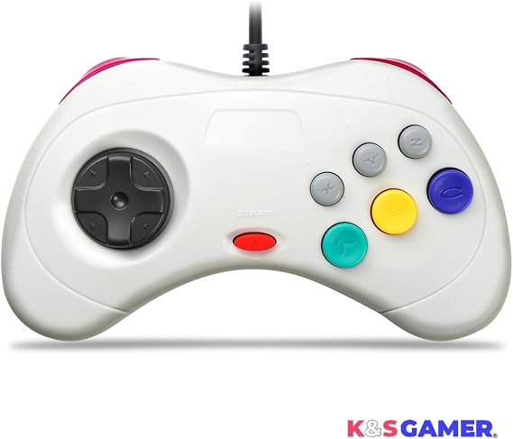 K&SGAMER Sega Saturn type gamepad USB controller Steam PC compatible Mist gray