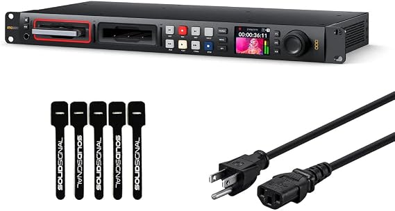Blackmagic Design HyperDeck Studio 4K Pro Recorder with 6 ft Power Cord and 5 Pack of SolidSignal Cable Ties (HYPERD/ST/DG4P)