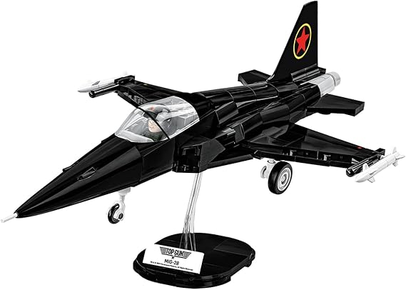 COBI MiG-28 TOP GunTM, 1:48 Scale, 332 Pieces, Fighter Jet Model | Pad-printed details, opening cockpit, movable ailerons, detachable landing gear, display stand, pilot figure, ages 8+