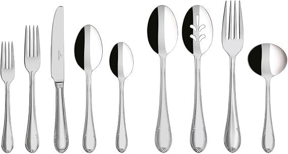 Villeroy & Boch Mademoiselle 64 Piece Flatware Set for 12, Includes Serving Pieces