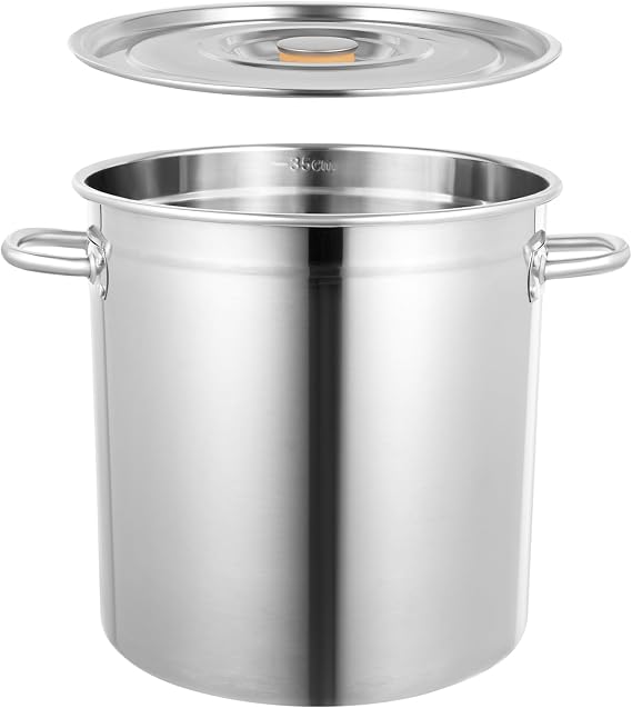 Stainless Steel Stockpot, 30 Quart Commercial Grade Stockpot Large Stock Pot with Lid, Big Soup Canning Pot for Cooking and Catering for Large Groups