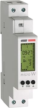 VE758200 Micro-W Digital Timer with Weekly Programming, Rail mounting, White, 1 DIN