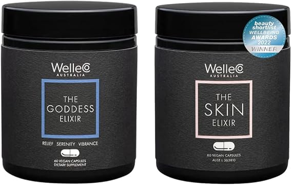WelleCo The Goddess Elixir and Skin Elixir Bundle | Menopause Supplement, Hormone Balance, Helps Night Sweats and Hot Flashes | Supports Collagen Formation for Healing, Firmness & Elasticity
