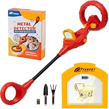 PANCKY Metal Detector for Kids, IP68 Waterproof 3-10 Year Kids Metal Detector Kit with LCD Display, Automatic Sensitivity Adjustment, 6.55" Search Coil, 1.65lb Lightweight Boys Girls Gift, Vermilion