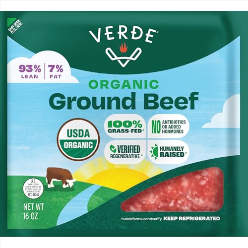 Verde Farms, Ground Beef 93% Lean7% Fat, Organic, Grass-Fed, 1 lb