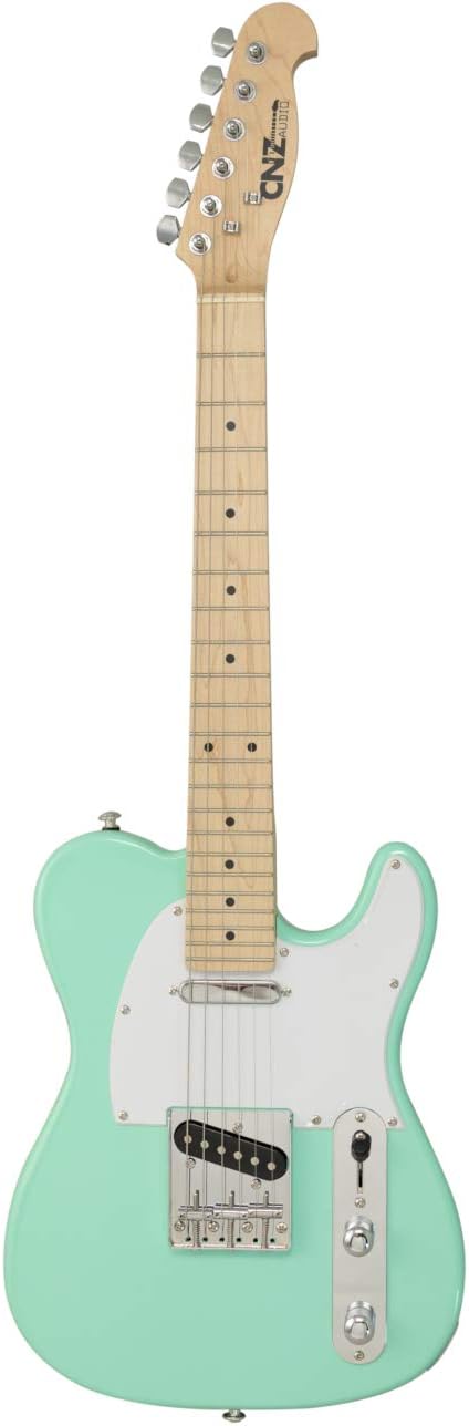 TL Mini Electric Guitar - Surf Green Finish, White Pickguard, 3/4 Short Scale, 7/8 Size Guitar, 2 Single Coil Pickups, C Shaped Maple Neck, Natural Maple Fingerboard, Classic Look & Feel