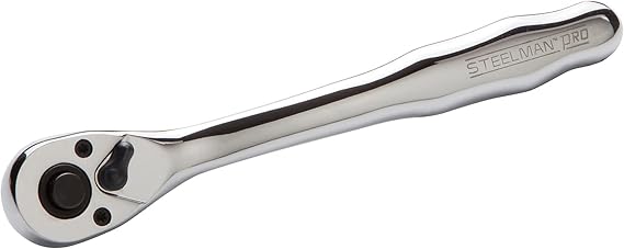 Steelman 72-Tooth 3/8-inch Drive Low Profile Ratchet, Thin Head for Small Space, Quick Release Button