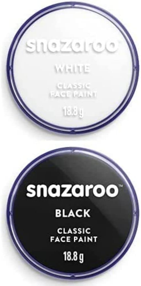Snazaroo Classic Face Paint, 18ml, Black & Snazaroo Classic Face Paint, 18ml, White