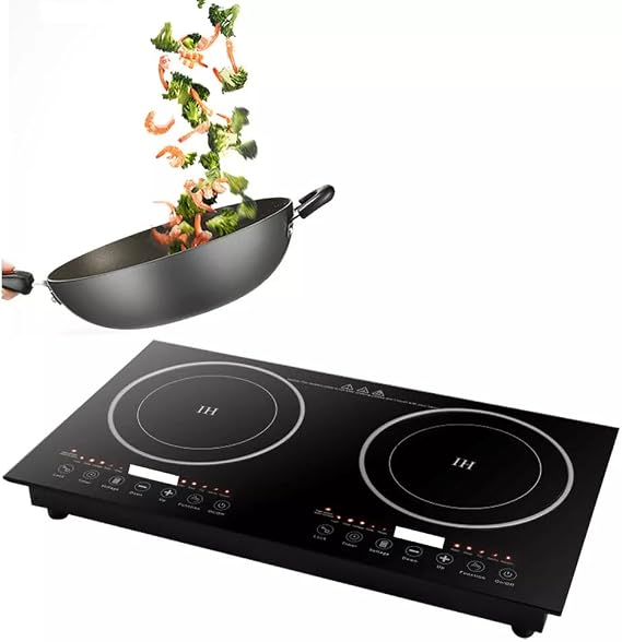 Portable Double Induction Cooktop, 1200W+1200W Digital Electric Countertop Burner, Sensor Touch Stove for Cooking