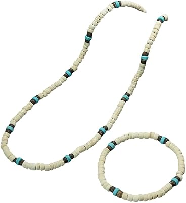 Stylish 2Pcs Wooden Beaded Bracelet Necklace Men Natural Coconut Shell 50Cm Neck Joias Holiday - Meaningful Necklace Symbol, Spiritual Jewelry for Men and Women