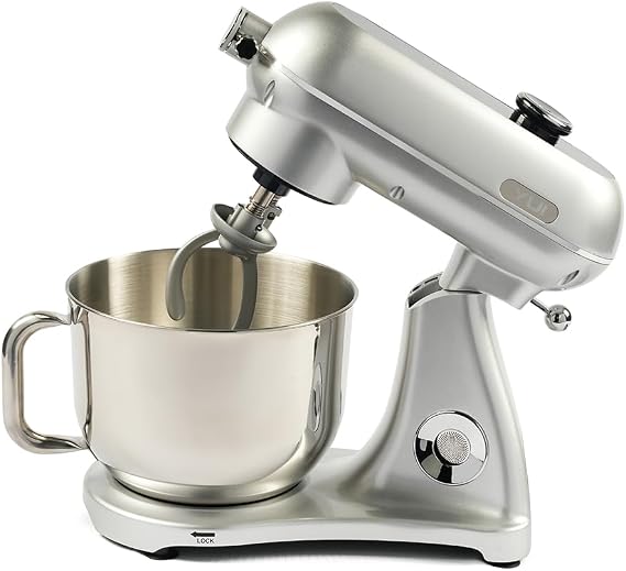 M122 Plus Easy Chef Dc Motor Stand Mikser Çift Başlıklı Hoparlör Özellikli Gümüş
