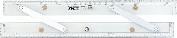 Weems & Plath Marine Navigation Parallel Ruler (Aluminum Arms, 15-Inch)