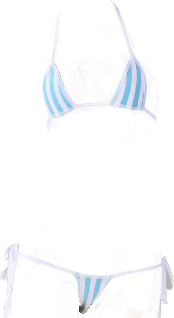 Anime Lingerie Stripe Micro Bikini Kawaii Swimsuit Japanese Bra and Panty Set Cute Bathing Suit Sexy Cosplay Outfit
