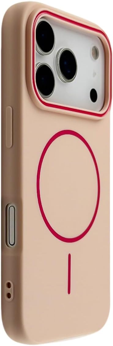 Magnetic Silicone Case for iPhone 17 Pro Max, Shockproof Bumper, Bold Two-Tone Design, Pink