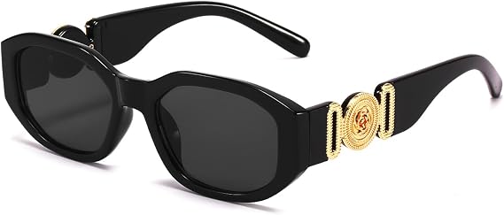 BUTABY Rectangle Sunglasses for Women Retro Driving Glasses 90s Vintage Fashion Irregular Frame UV400 Protection