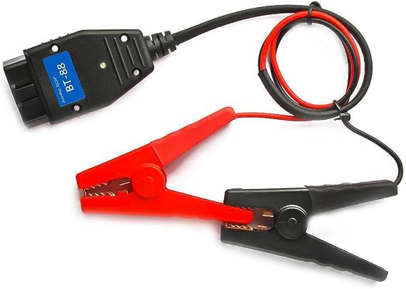 OBD2 Memory Saver Cable OBDII Connector with 2 Alligator Clips, Vehicle Battery Replacement Tool, Emergency Power Supply Interface for Car ECU