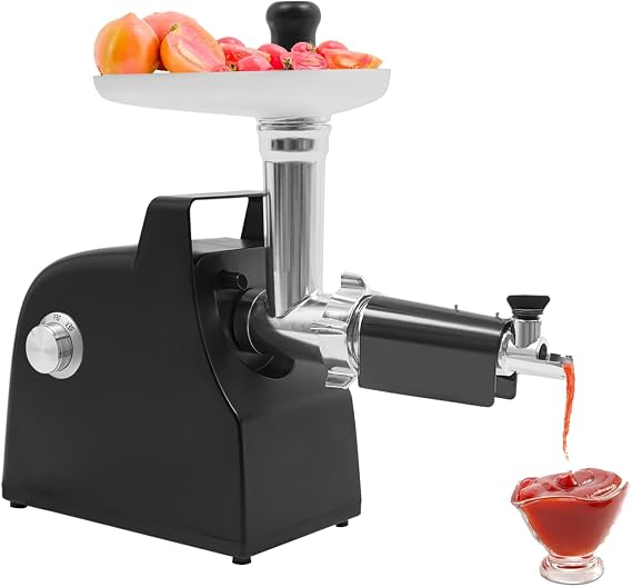 110V Electric Tomato Strainer, 500W 3.3LBS/Min Tomato Sauce Maker Machine with 3 Cutting Plates & Reverse Function, Tomato Milling Machine, Food Strainer & Sauce Maker for Fruit(Black)