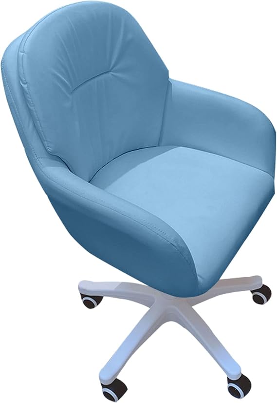 Desk Chair, Low Back PU Leather Home Office Task Chair with Arms, Adjustable Swivel Computer Executive Chair with Wheels for Bedroom, Classroom, Vanity Room