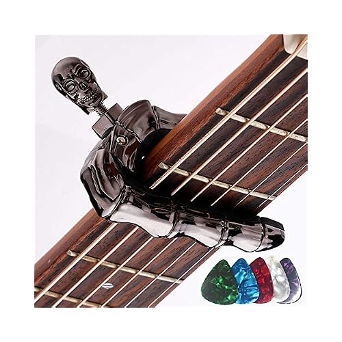 Guitar Capo Skull Capo for Acoustic and Electric Guitar Skeleton Head Ukulele Capo for Banjo Mandolin Bass and Classical Guitar  with 5 Picks
