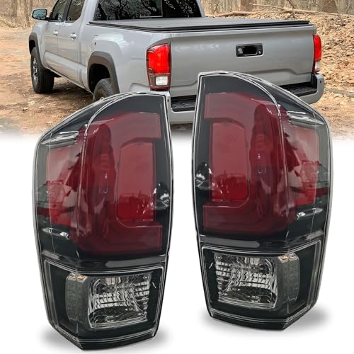 2PCS Tail Lights Assembly For 2016 2017 2018 2019-2023 Toyota Tacoma TRD SR5 Limited Rear Brake Taillight Turn Signal Running Reverse Lamps Smoked black Replacement 8156004200 8155004200LH&RH