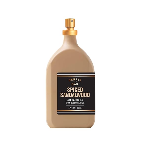 Barrel & Oak Essential Oil Based Cologne for Men, Spiced Sandalwood, 2.7 oz