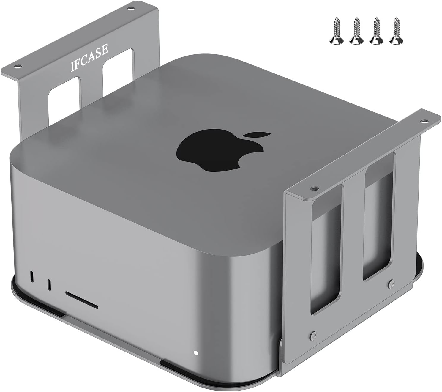 IFCASE Aluminum Under Desk Mount for Mac Studio M1 Max Ultra with Anti-Scratch Pad Silver