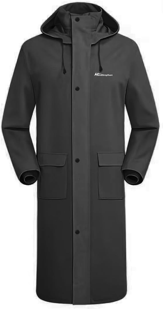 Men's Rain Jacket with Hood Waterproof Lightweight Long Safety Raincoat Rain Gear