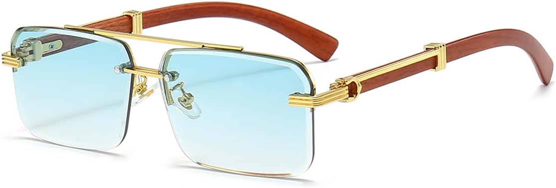 Mens Sunglasses Fashion Rimless Rectangle Sunglasses for Man | Frameless Square Gradient Lens Sun Glasses Mens Accessories