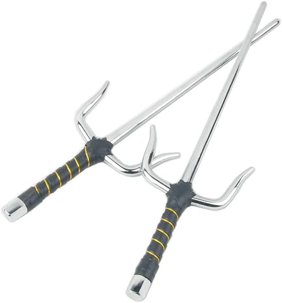 Octagon Metal Martial Arts Sai Multi Size(Black and Silver)