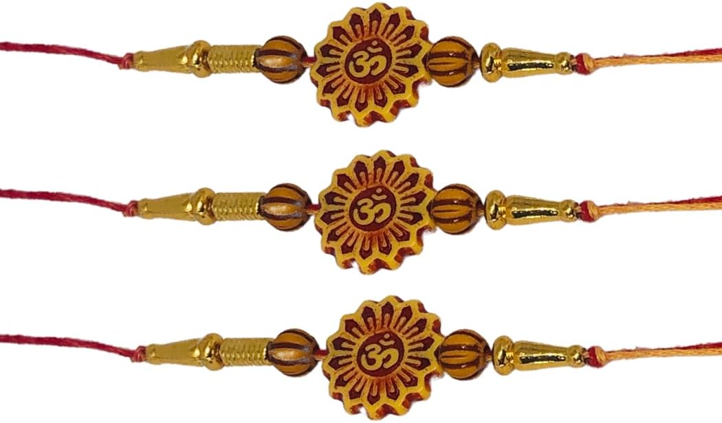 Rakhi for Brothers | OM Star Design Pendant and Beads Rakhi Thread | Rakhi Bracelet | Rakhi for Bhai | Raksha Bandhan Gift for Your Brother | Pack of 3 Rakhi | Vary Color and Multi Design.
