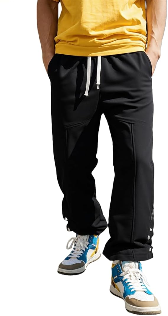 Men's Loose Fit Straight Leg Sweatpants Casual Lounge Pants Soft Cotton Fleece Joggers Comfortable Athletic Home Wear