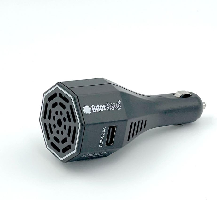 OdorStop Ozone Go Car Air Freshener Ozone OnOff with 2 USB Ports