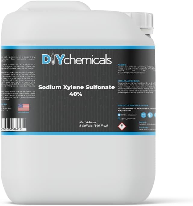 Sodium Xylene Sulfonate 40% (SXS 40%) - Detergent base, Shampoo base, Liquid Detergent, Dishwashing Liquids - Made in USA (5 Gallon)