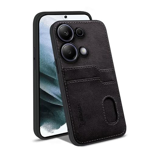Case Compatible with Zebana Xiaomi Redmi Note 13 Pro 5G Luxury Leather Case with Zebana Card Holder Black