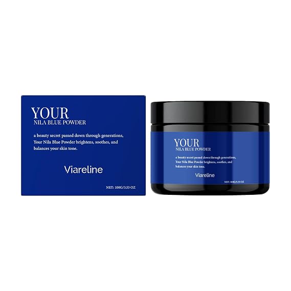 Nila Blue Powder Face Mask, Skin Brightening and Pore Refining, with Indigo, Cornstarch, and Sodium Alginate, 3.53 oz