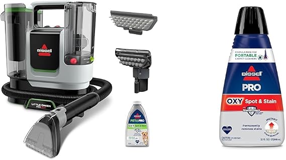 BISSELL Little Green ProHeat SmartMix, Portable Deep Cleaner, Self-Cleaning Tough Stain Tool and Specialized Pet Hair Removal Tool Included + Oxy Spot & Stain Formula