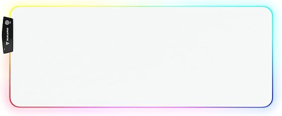 ルカリオ White RGB Gaming Mouse Pad | 15 Lighting Modes | Soft & Smooth Microfiber | Waterproof | Oversized Mouse Pad 31.5 x 11.8 Inches | Luminous LED Extended Mouse Pad | XL XXL Computer Desk