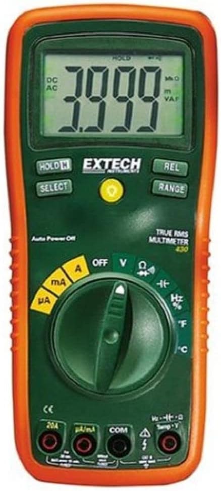Extech by FLIR EX430A 11-Function True RMS Digital Multimeter with Type K Thermometer, Autoranging, CAT III Safety Rated