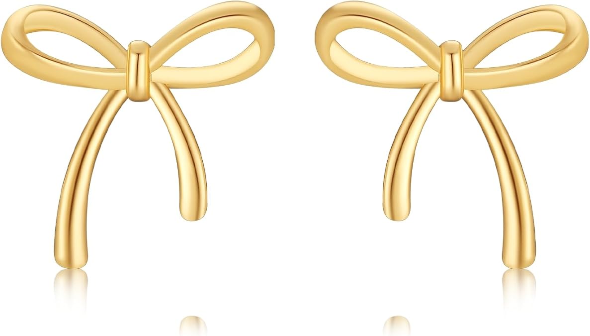 Evabelle Chunky Gold Earrings 14K Gold Plated Gold Knot Earrings for Women Trendy Dainty Paperclip Knot Geometric Drop Dangle Hypoallergenic Huggie Hoop Earrings
