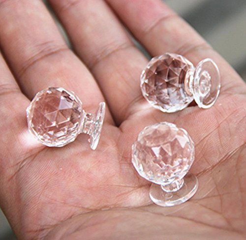 18x21MM Clear Round Diamond Door Pull Handle Transparent Acrylic Knobs Kitchen Cabinet Drawer knobs Home Decorating 10PCS