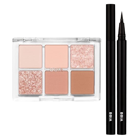 BBIA Ready To Wear Eye Palette (01 NUDE BLUSH) + Last Pen Eyeliner (01 SHARPEN BLACK) Bundle Set