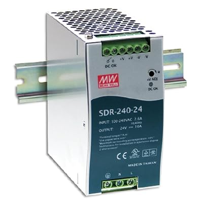 MEAN WELL SDR-240-24 AC to DC DIN-Rail Power Supply, 24V, 10 Amp, 240W, 1.5 - 2081086