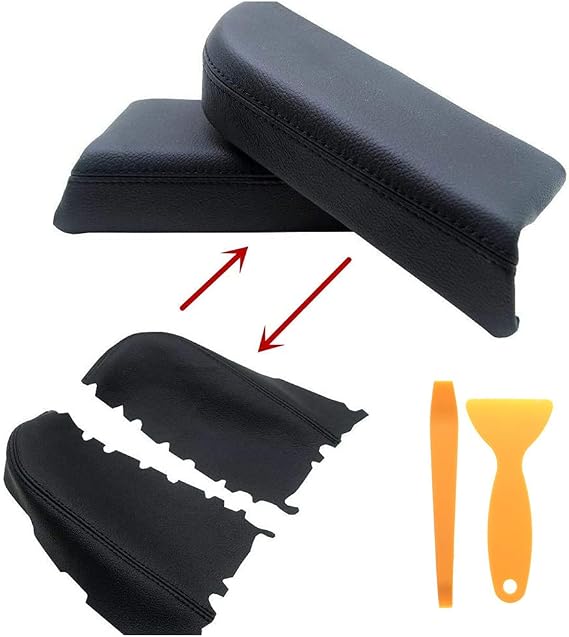 Front Door Panel Armrest Cover Fits for Pilot 2009 2010 2011 2012 2013 2014 2015 (Leather Part Only) with Removal Tool(Black)