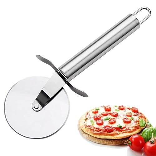 Paslanmaz Çelik Pizza Ruleti, Hamur Kesici, Profesyonel Mutfak Aleti 20 Cm Pizza Kesici Tekerlek Yapışmaz Bıçak,Çelik Pizza Bıcağı
