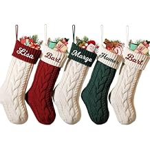 Personalized Christmas Stockings Custom Name Family Christmas Stockings 18 Large Knit Knitted Xmas Stocking for Kids, Rustic Farmhouse Fireplace Hanging Ornament Christmas Holiday Party Decoration